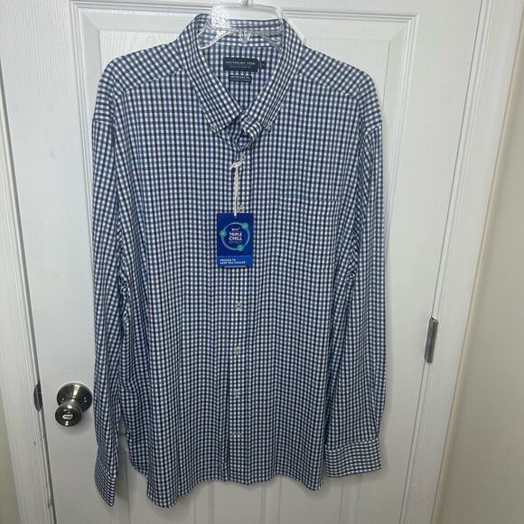 Southern Tide Button Down Size XXL Gingham Madras Blue 91% Nylon 5382 - Picture 1 of 9